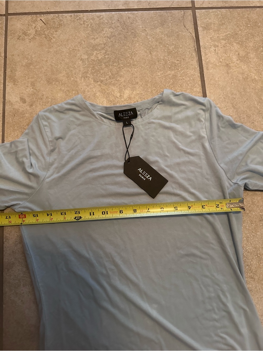 Aleeza Pale Blue Three-Quarter Sleeve Tee - Picture 3 of 6